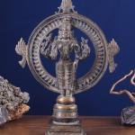 Vintage Brass Lord Vishnu with Sudarshan Chakra Aura | 16.5" x 12" x 5" (41.9 x 30.5 x 12.7 cm) | 5.5 kg Sacred Divine Art